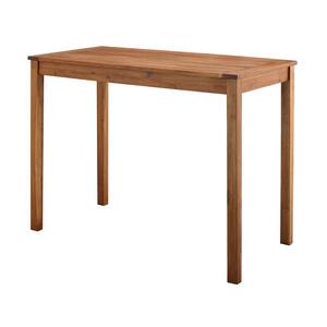 Brown Rectangle Acacia Wood Counter Height Outdoor Patio Dining Table