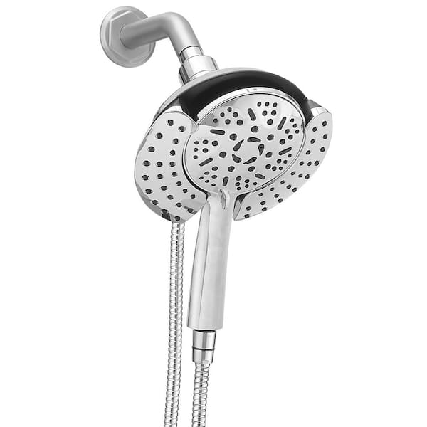 BWE 9-Spray Wall Mount Dual Shower Head and Handheld Shower Head Shower Faucet 1.8 GPM in Polished Chrome