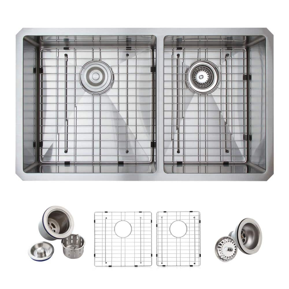 Glacier Bay Tight Radius Undermount 16G Stainless Steel 33 In 60 40   Stainless Steel Glacier Bay Undermount Kitchen Sinks 4124f 64 1000 