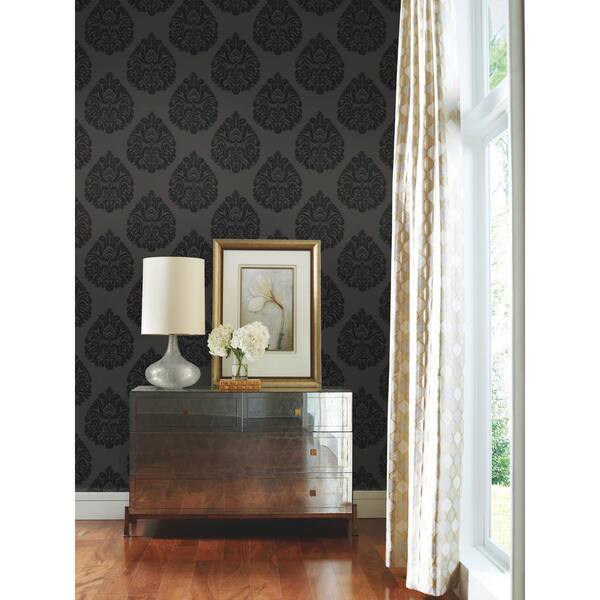 Ronald Redding 24 Karat Teardrop Damask Wallpaper - Teal – US Wall Decor