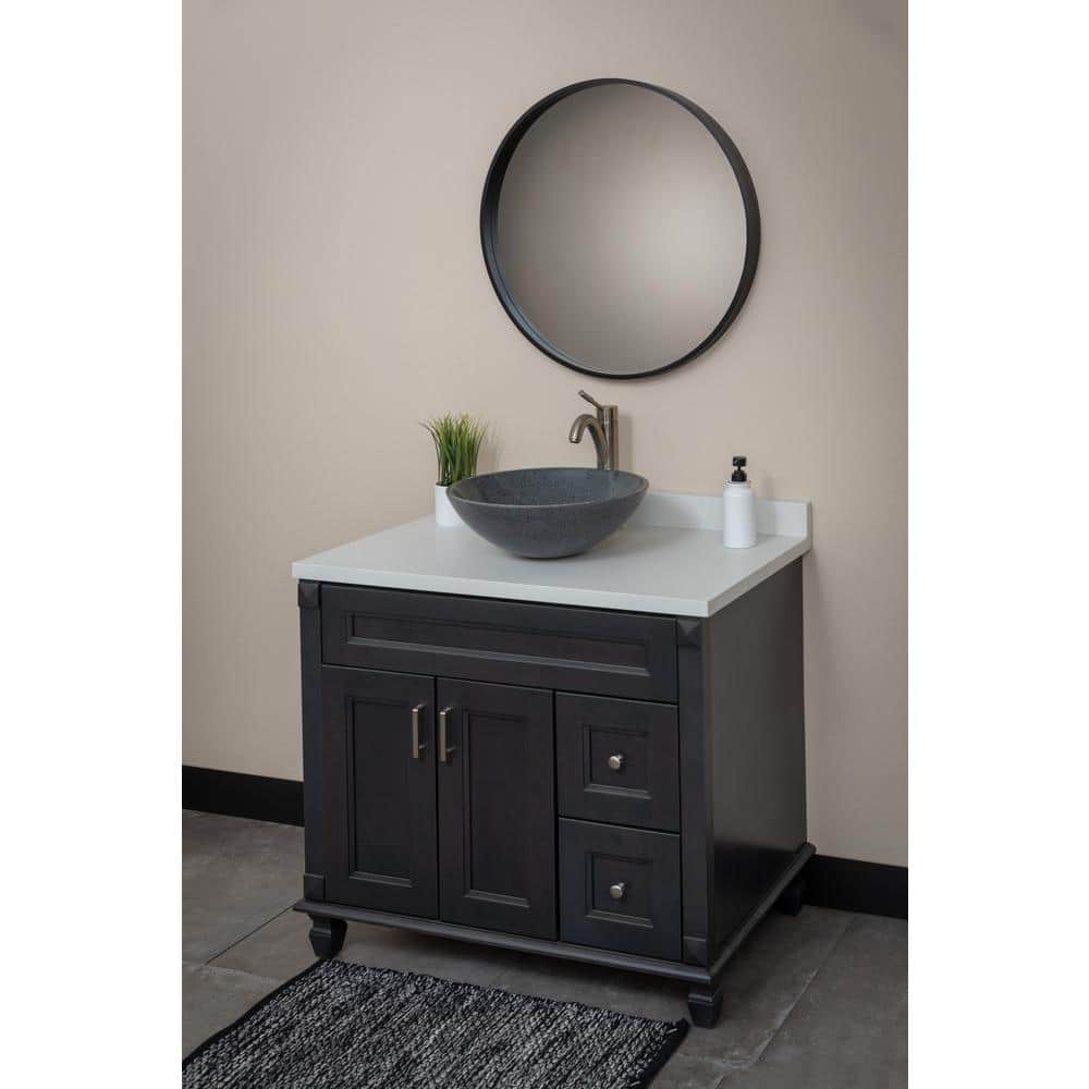 Sesame Gray Granite Circular Wall-Mount Bathroom Sink