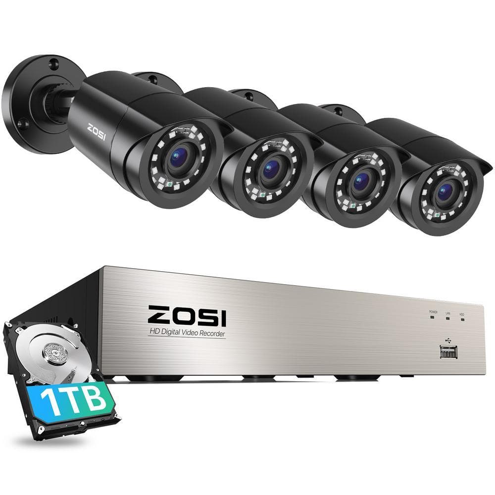 ZOSI 8-Channel 1080p DVR 1TB Hard Drive Security Camera System