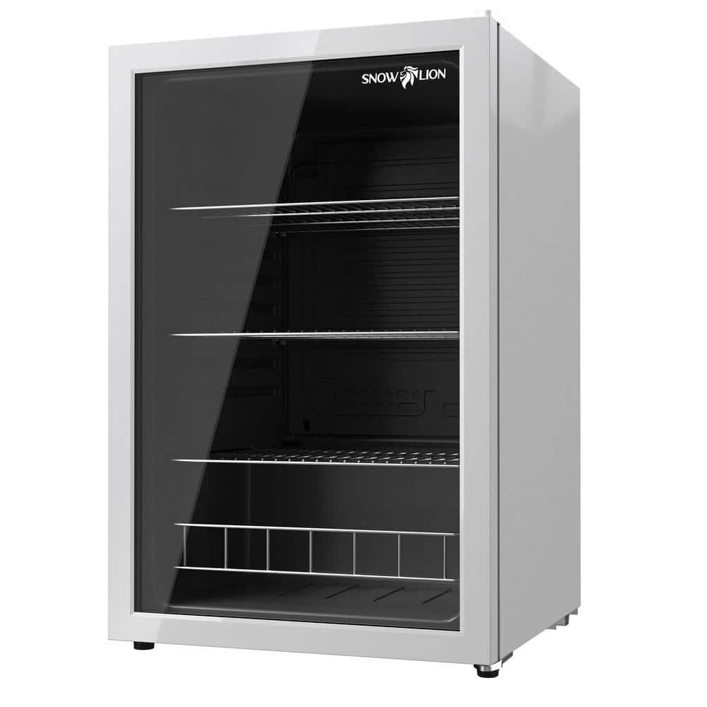 Premium 4.6 cu. ft. Freestanding Under Counter Glass Door Mini Fridge, Reversible Door and Quiet Operation, White