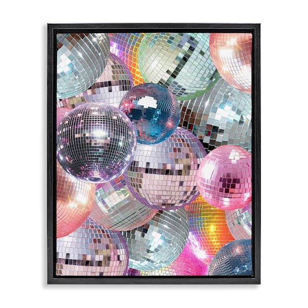 Stupell Industries Pastel Disco Balls Cluster by Daphne Polselli Black Floater Frame Music Graphic Art Print 31 in. x 25 in.