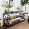 Walker Edison Furniture Company 26 in. Dark Walnut/Black Metal 3-shelf ...