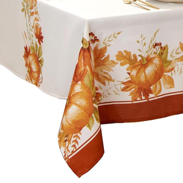 Threadmade Home Autumn Pumpkin Grove Fall Rectangle Tablecloth, Multicolor - 60"W x 120"L