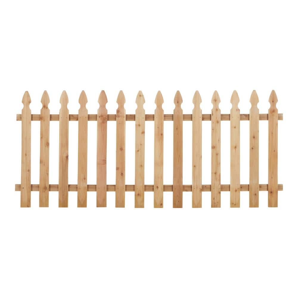 Outdoor Essentials 3 1 2 ft. x 8 ft. Cedar Spaced French Gothic Fence Panel 318736 The Home Depot