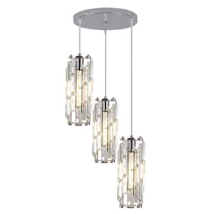 3 Lights Chrome Chandelier Modern Elegant Pendant Light with Crystal Cover