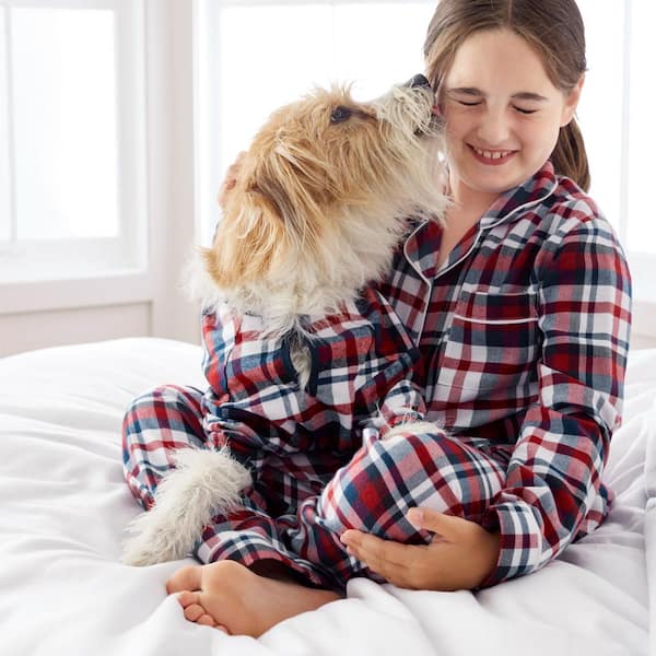 The Company Store Company Cotton Family Flannel Winter Plaid Small Red/Navy  Dog Pajamas 60016 - The Home Depot