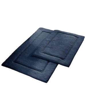 2-Pack Solid Loop Cotton 21x34 inch Bath Mat Set with non-slip backing Charcoal