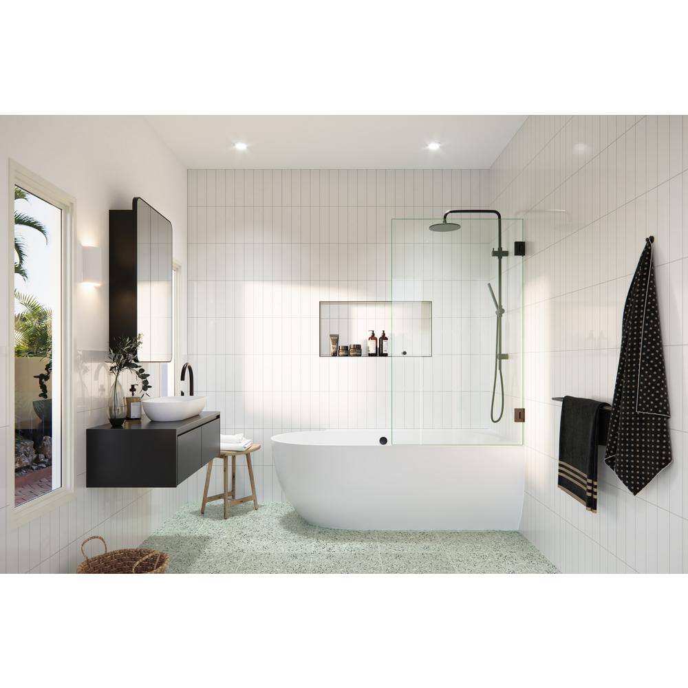 Albedo 58.25" Frameless Glass Shower Door with Oil Rubbed Bronze Hardware
