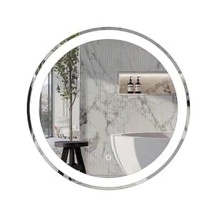 32 in. W x 32 in. H Round Landscape Frameless Wall Mounted LED Bathroom Vanity Mirror