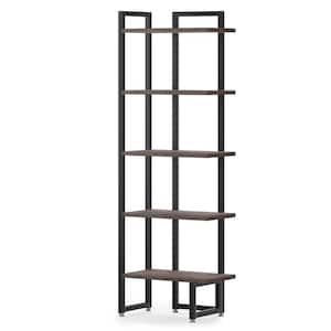 TRIBESIGNS WAY TO ORIGIN Frailey 75 in. Rustic Brown 6-Shelf Tall Narrow  Bookcase Bookshelf Corner Storage Shelf Rack with Metal Frame HD-JW0576-HYF  - The Home Depot
