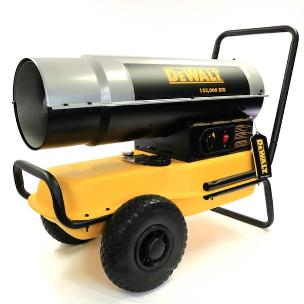 DEWALT 135,000 BTU Yellow Forced Air Kerosene Indoor/Outdoor Space Heater with Multi-Fuel Compatibility