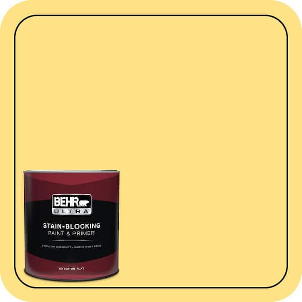 BEHR ULTRA 1 qt. #380B-4 Daffodil Yellow Flat Exterior Paint & Primer