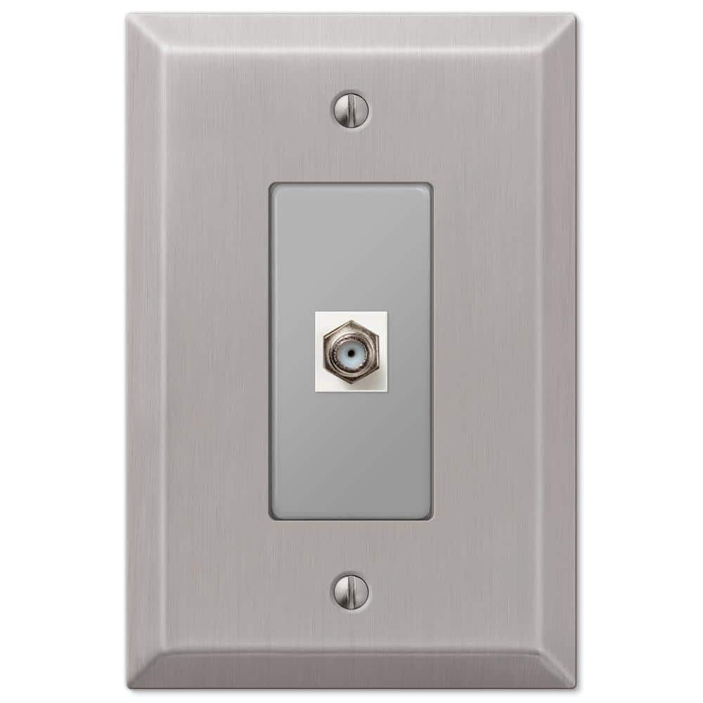 AMERELLE Oversized 1 Gang Coax Steel Wall Plate - Brushed Nickel ...