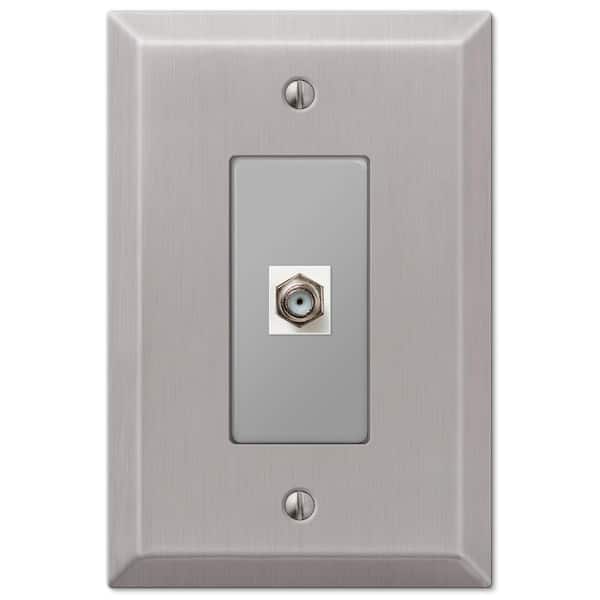 AMERELLE Oversized 1 Gang Coax Steel Wall Plate - Brushed Nickel
