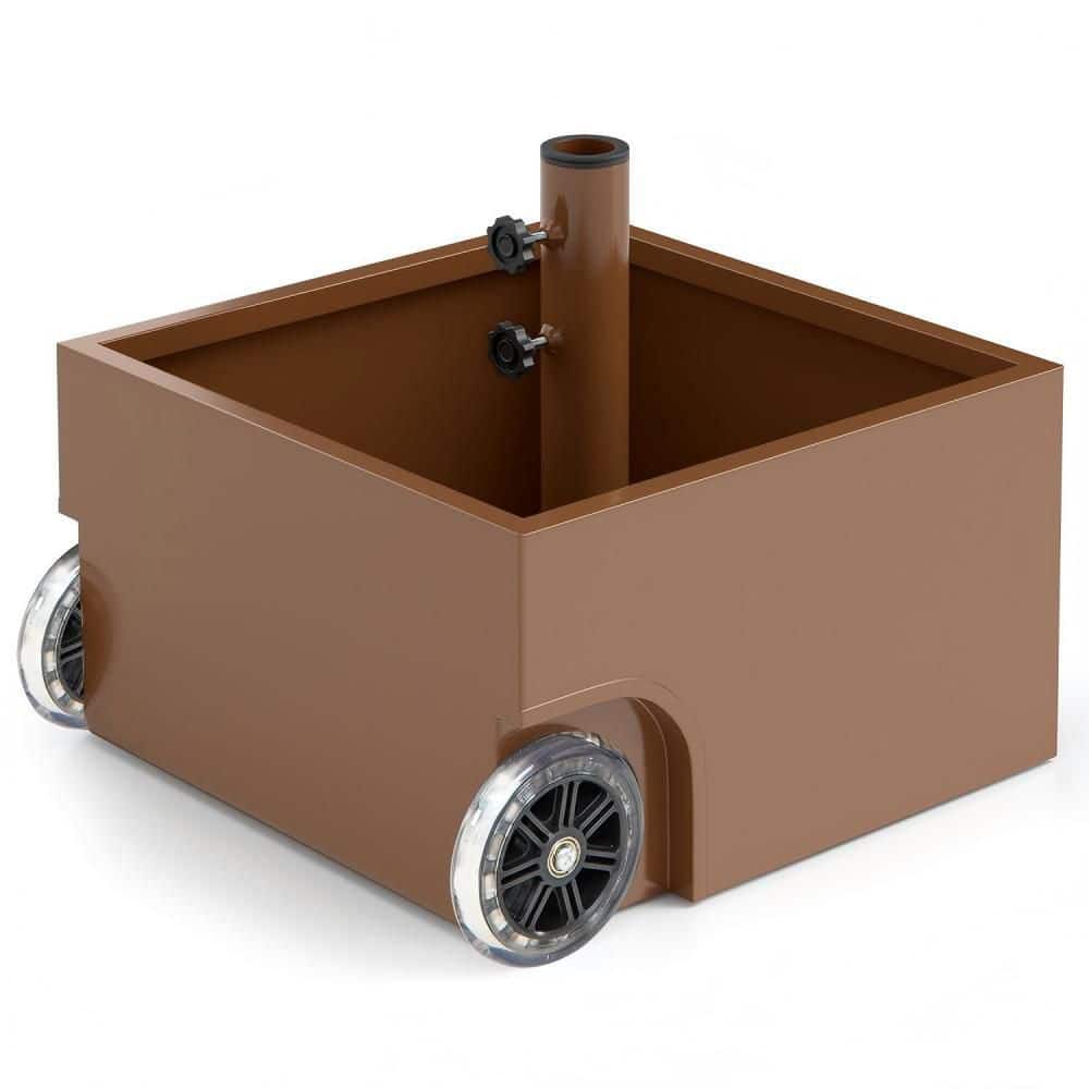 150 lbs. Patio Umbrella Base Planter in Coffee with Wheels Fits 1.6-2.1 in Poles, Drainage and Thermoplastic Planter price history on PriceWatchPro