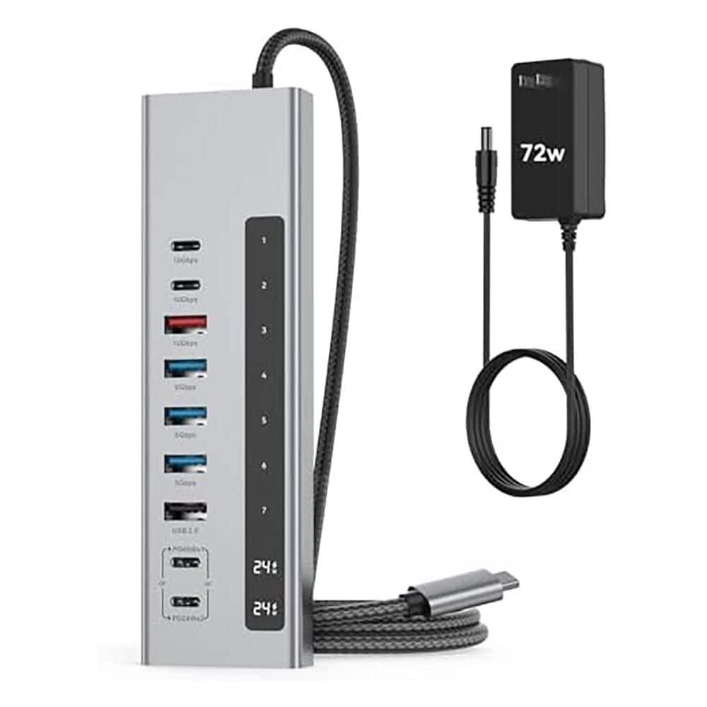 Lukyamzn 11-in-1 Powered USB C Hub with 10Gbps Splitter, 5-USB-A