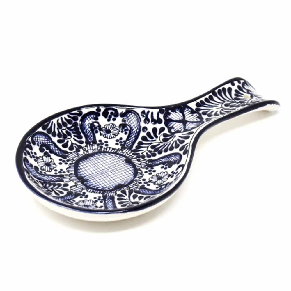 Spoon Holder for Kitchen, Clay Flower Pattern Spoon Rest, Gift for