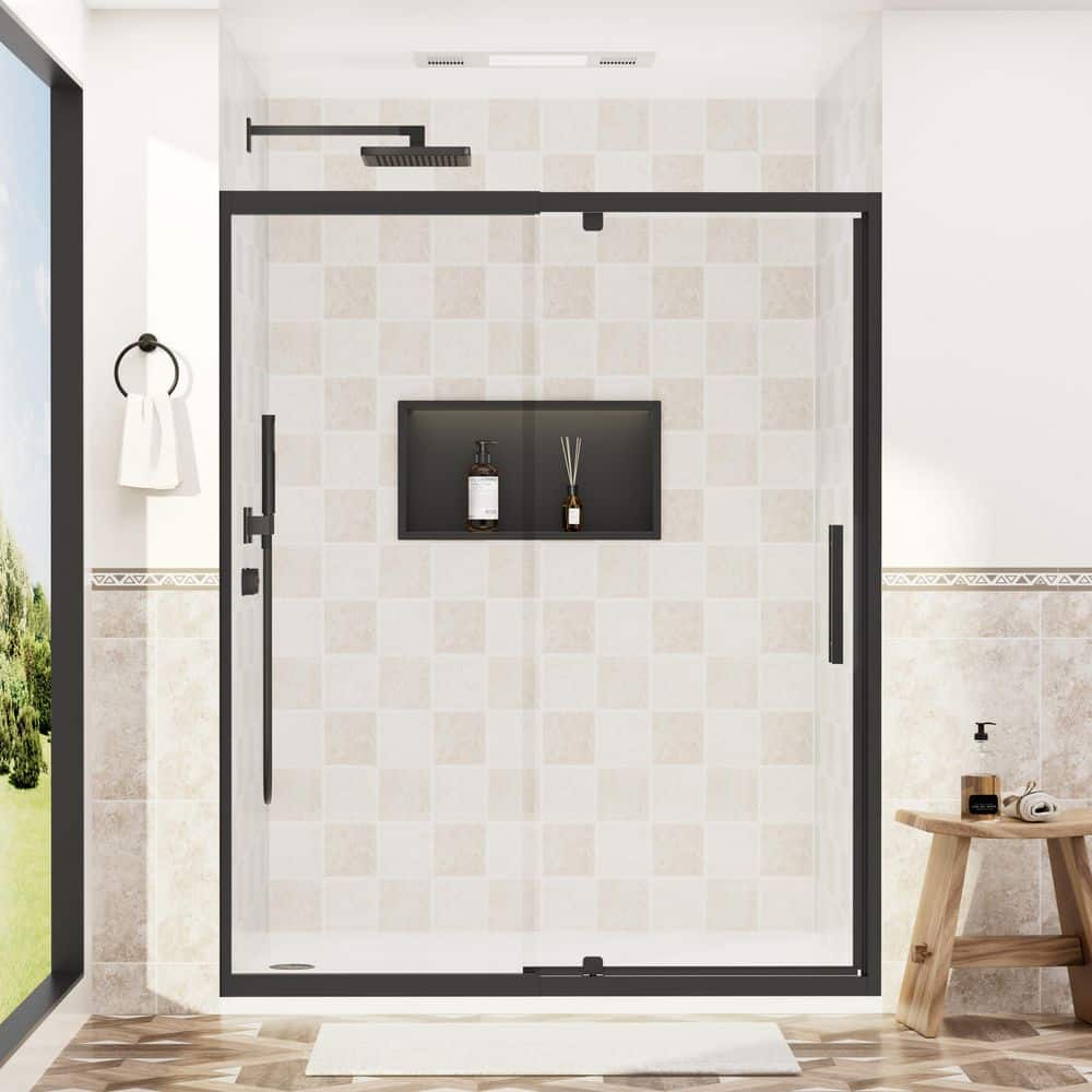 56-60 in. W x 72 in. H Pivot Swing Framed Shower Door in Matte Black with Nano-Coated Tempered Glass and Waterproof Seal price history on PriceWatchPro