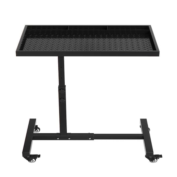 Rolling Tool Tray on Wheels, 220LBS Capacity Steel Mechanics Rolling Work Table, Adjustable Height 38"-45" Workbench