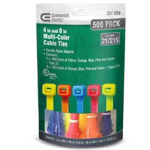 4 in. and 8 in. Cable Tie Canister, Assorted (500-Pack)