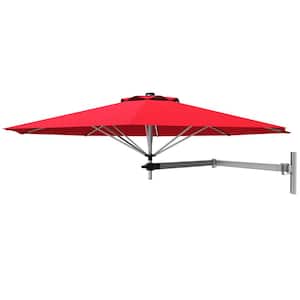 8 ft. Cantilever Patio Wall Mounted Umbrella Parsol with Adjustable Pole in Burgundy