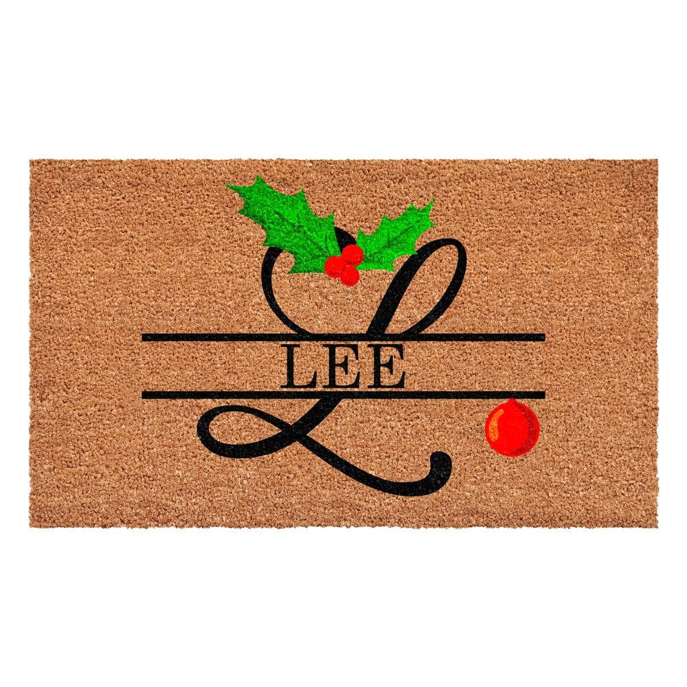 Christmas Holly 48 in. x 30 in. Coir Monogrammed Letter L Door Mat price history on PriceWatchPro