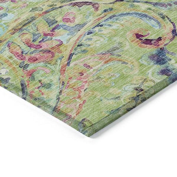 Chantille Machine Washable Indoor/Outdoor Abstract ACN834 Aloe 8 ft. x 10 ft. Area Rug