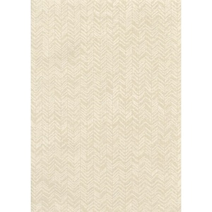 Neutral Fabric Chevron Paper Unpasted Non-Woven Wallpaper 56.9 sq. Ft.