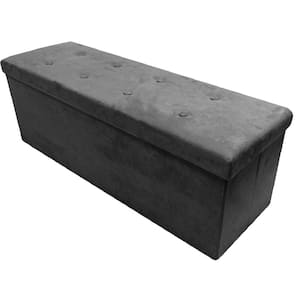 43 in. L x 15 in. W x 15 in. H Black Collapsible Chest Fabric Bench Storage Box