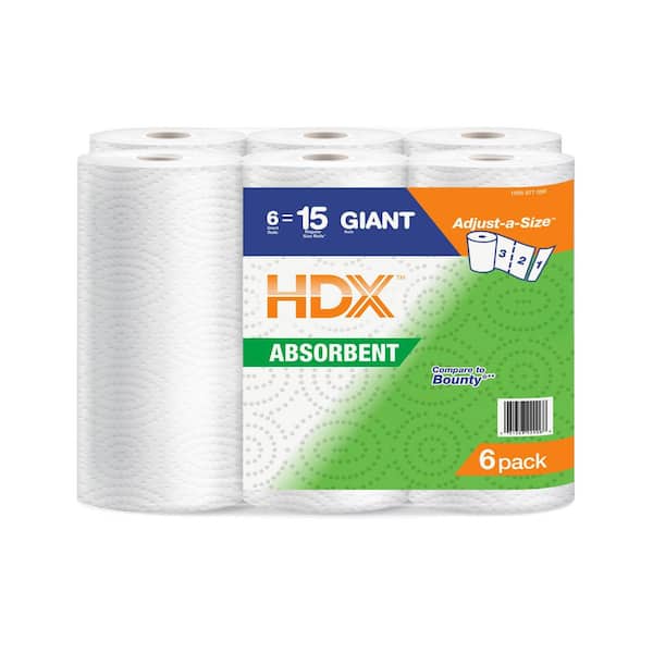 HDX HDX Select-A-Size White Paper Towel Roll, 152 sheets, 6 rolls