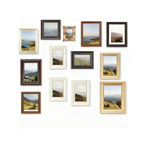 Vintage 12 x 10 White Wood Hanging Picture Frame Set of 10