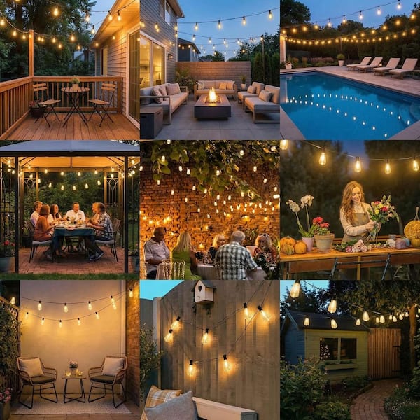 Nordic Hygge 100 ft. LED Outdoor String Lights Plug-in with 52