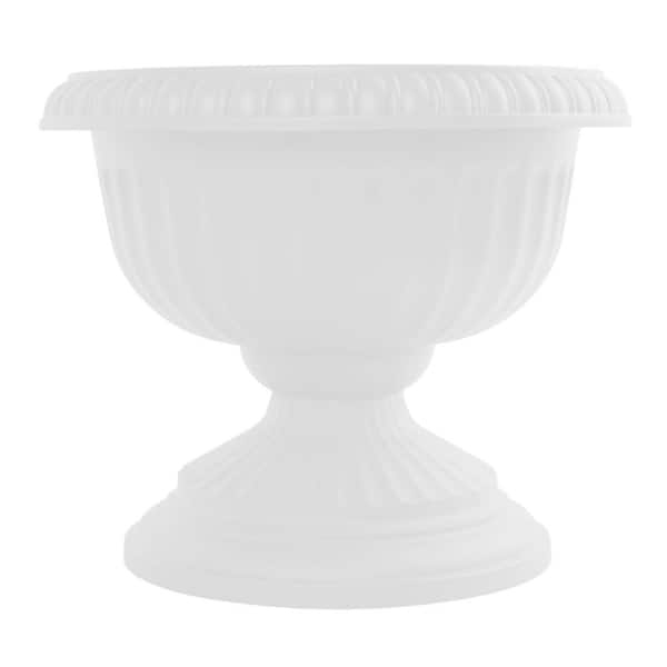 Bloem Grecian 12 in. Casper White Plastic Urn Planter