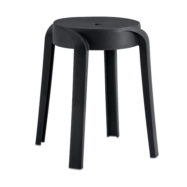 Unbranded Stackable Plastic Outdoor Bar Stool, Flexible Seating Decorative Stools Chairs, Nesting Stools, Black, 6-Pack