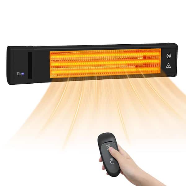 1500-Watt Black Electric Carbon Infrared Space Heater Indoor Outdoor Patio Garage Wall Mount with Remote