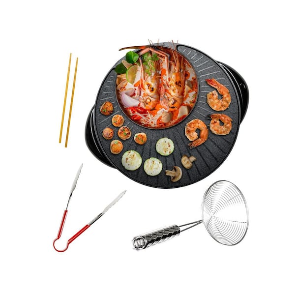 OVENTE Electric Hot Pot and Grill Combo with Temperature Control and Free Accessories