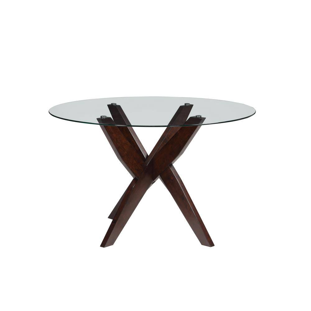 Amalie 5-Piece Walnut and Beige Glass Dining Set