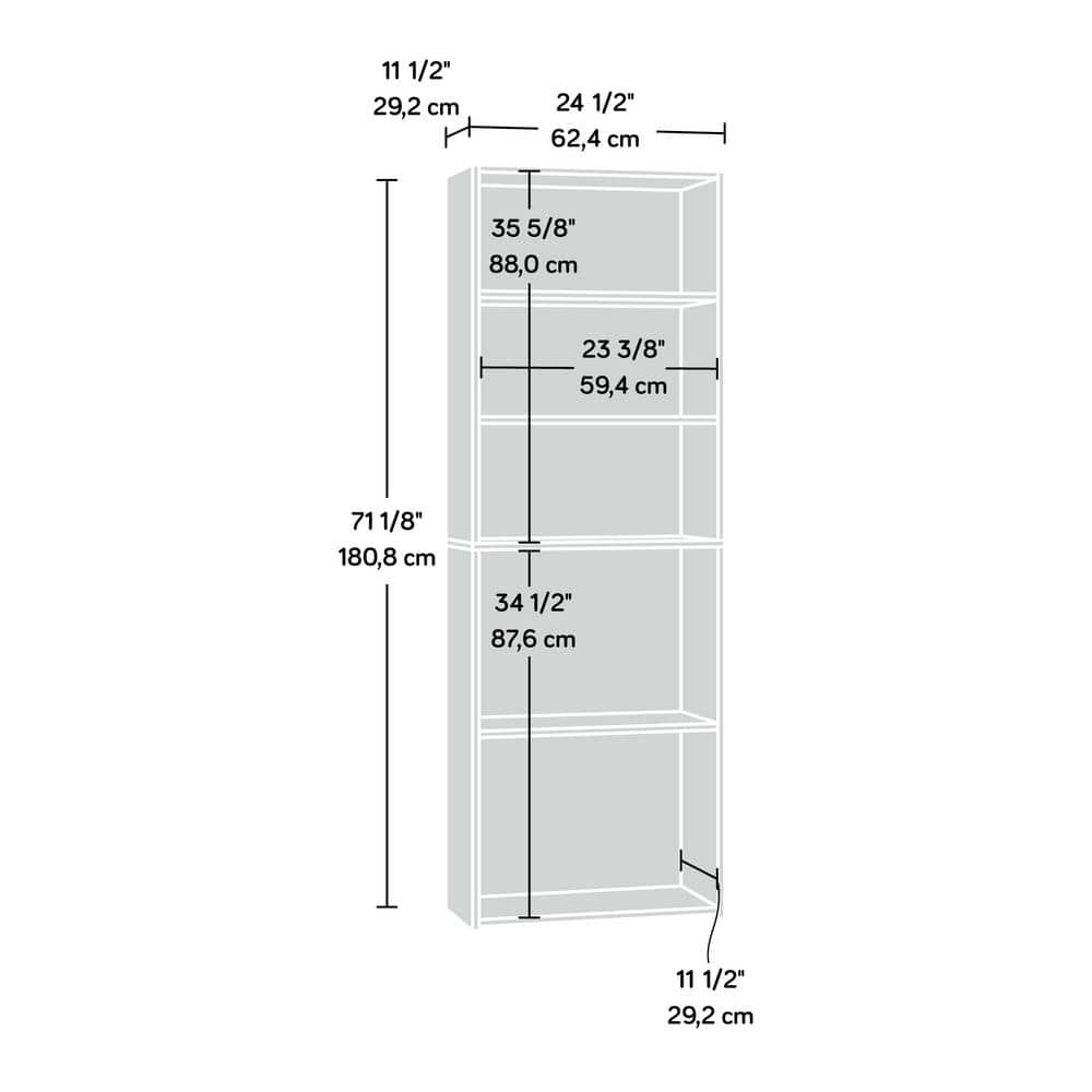 Adjustable Cinnamon Cherry Wood 5-Shelf Kids Bookcase