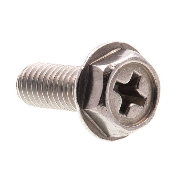 15 #10-32x1-1/4 INDENTED HEX WASHER SLOTTED MACHINE SCREW 18-8 STAINLESS STEEL 
