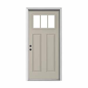 JELD-WEN 36 in. x 80 in. 6 Lite Craftsman Desert Sand Painted Steel ...