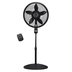 18 in. 3-Speed Oscillating Cyclone Pedestal Standing Fan with Remote and Timer in Black