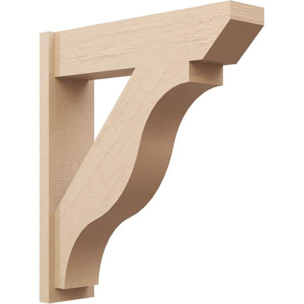 Ekena Millwork 8 in. x 36 in. x 32 in. Funston Slat Rough Cedar Woodgrain Timberthane Polyurethane Outlooker, Primed Tan