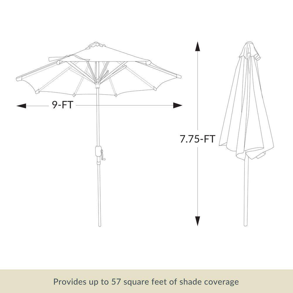 Mirage II Fiesta Black Aluminum Market Patio Umbrella with Solar LED Lights