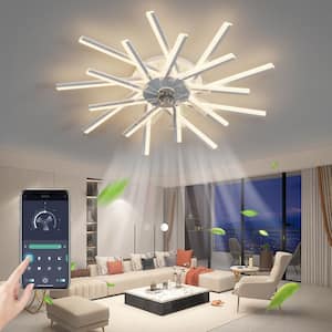 36.2 in. Remote LED Ceiling Fan Bedroom Living Room Ceiling Lamp with Dimmable Light, 6 Gear Wind Speed Fan