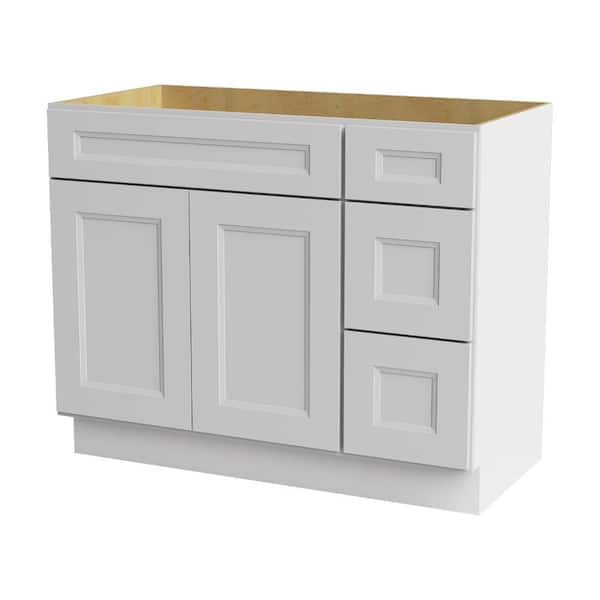 42 in. W x 21 in. D x 34.5 in. H Ready to Assemble Double Shaker Bath Vanity Combo Cabinet in Newport White