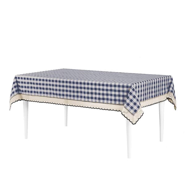ACHIM Buffalo Check 60 in. W x 104 in. L Navy Checkered Polyester/Cotton Rectangular Tablecloth