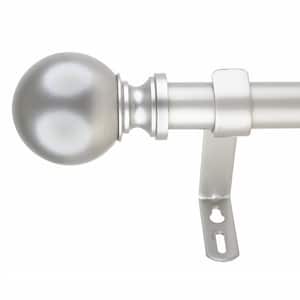 Classic Ball 18 in. - 36 in. Adjustable Curtain Rod 1 in. in Antique Silver with Finial